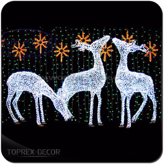 Hochwertiges, anpassbares, wetterfestes, animiertes, beleuchtetes Rentier-LED-3D-Tierlicht aus Acryl